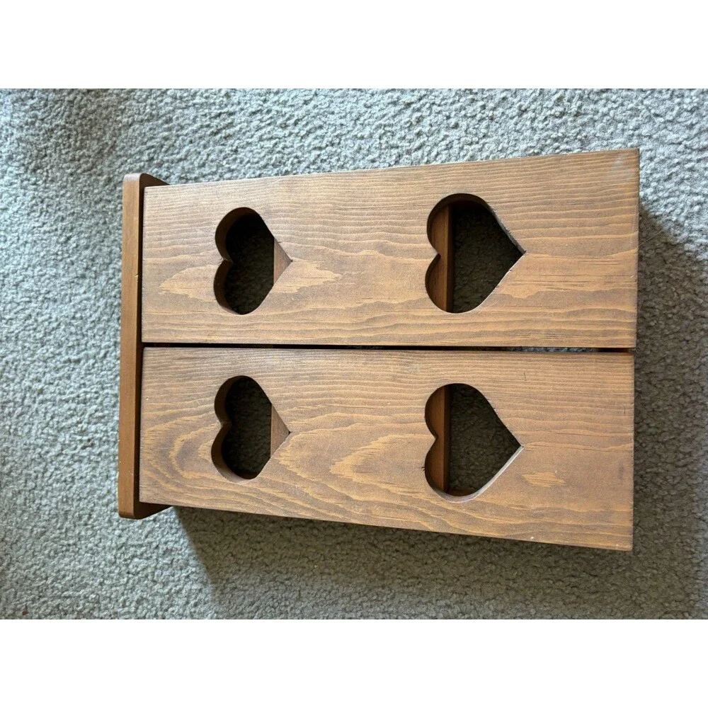 VTG Wooden Heart Shelf Swinging Doors Pegs Hanging Bar Super Tall Cottagecore